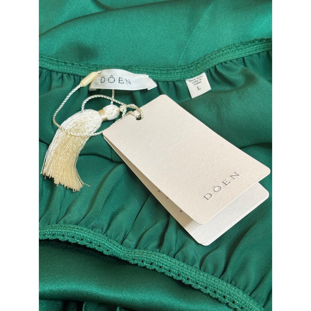 SOLD SOLD DÔEN NWT Stasia Wide Leg Pant Emerald Ivy Silk Size Large - Picture 5 of 8